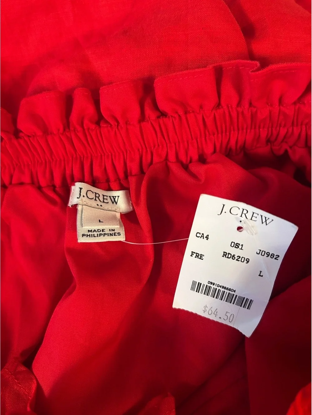 J.Crew Red Linen Cotton Blend Sleeveless Dress Size Large